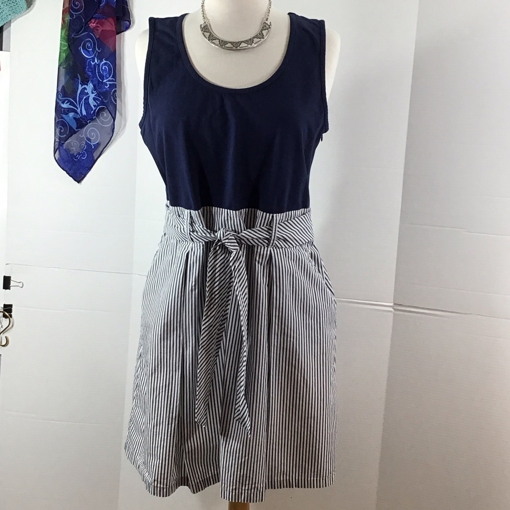 Tommy Hilfiger Navy and White Striped Mini Dress